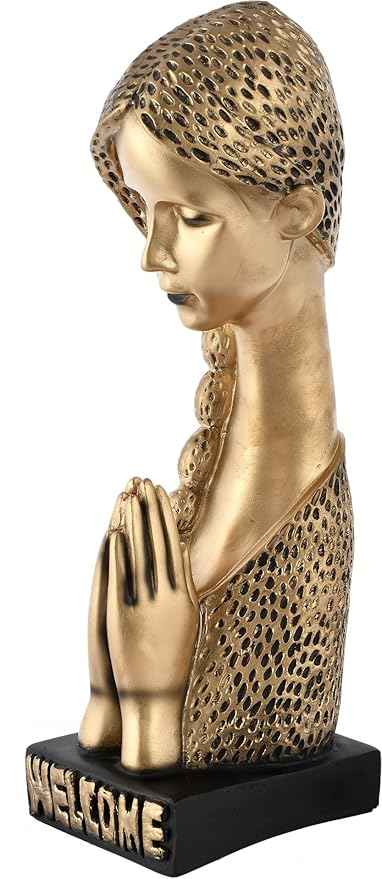 Elegant Golden Lady Welcome Statue for Stunning Home Décor and Entrance Display