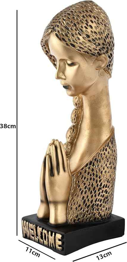 Elegant Golden Lady Welcome Statue for Stunning Home Décor and Entrance Display