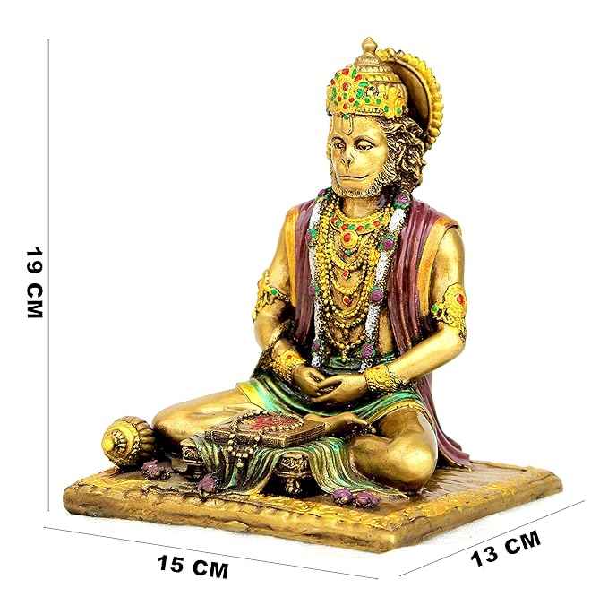 Premium Meditating Hanuman Idol in Antique Gold Finish for Spiritual Home Décor and Gifting