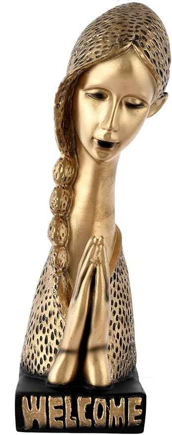 Elegant Golden Lady Welcome Statue for Stunning Home Décor and Entrance Display