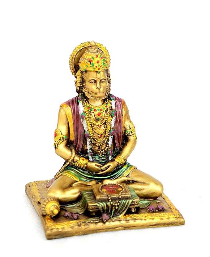 Premium Meditating Hanuman Idol in Antique Gold Finish for Spiritual Home Décor and Gifting